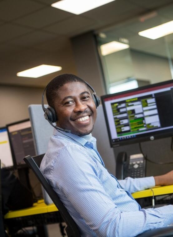 Lemon Contact Centre operator smiling at camera